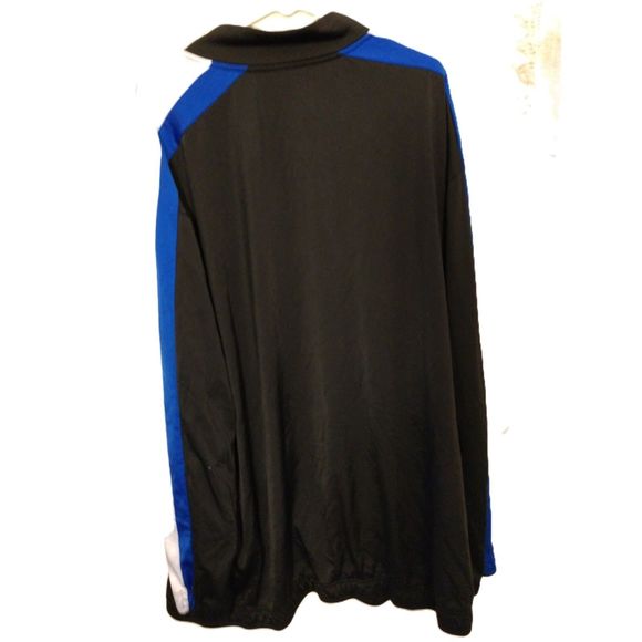 Unisex. Full zippered. Hoodie. Black. Rebok. 4XLT. Blue and white race Stripes. - Picture 3 of 3